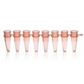 Bande de 8 tubes PCR PP, 0.2 ml, sans capuchons, rose