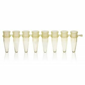 Bande de 8 tubes PCR PP, 0.2 ml, sans capuchons, jaune
