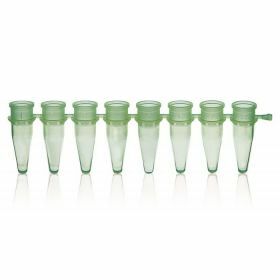 Bande de 8 tubes PCR PP, 0.2 ml, sans capuchons, vert