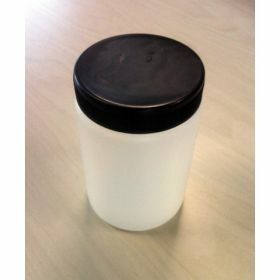 Pot rond HDPE 1000ml, topette + cape à vis noir