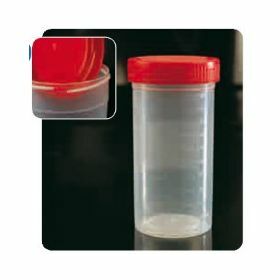 Container 200ml en PP -  cape à vis rouge - avec graduation