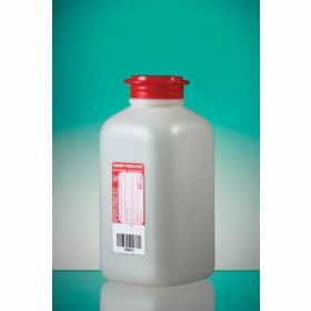 Flacon 500ml PEHD avec thiosulfate de sodium 20mg/l, stérile, cape attenante et anneau de sécurité