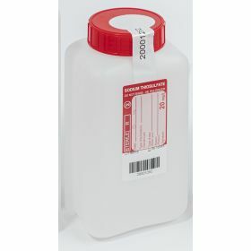 Flacon 1000ml  PEHD avec thiosulfate de sodium 20mg/l, stérile, étiquette inviolable, cape à vis jointée