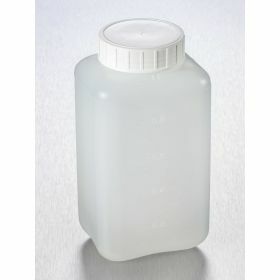 Flacon carré PEHD 1000ml, cape à vis blanche et topette, stérile