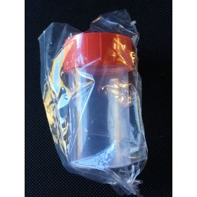 Pot droit TP35C 60ml PP cape à vis rouge, stérile/1