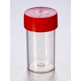 Pot droit TP35C 60ml PP cape à vis rouge, stérile