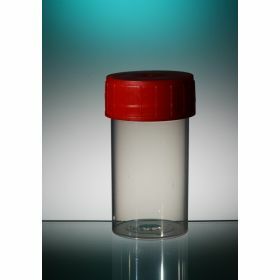 Pot droit TP35C 60ml PP cape à vis rouge, stérile