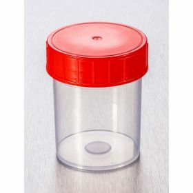 Pot droit 125ml PP , cape à vis rouge, aseptique