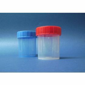 Pot droit 125ml PP , càv bleue, stérile, étiquette