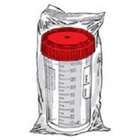 Conteneur 200 ml en pp  - cape à vis rouge -  stérile/1 