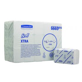 Essuie-mains Scott Xtra, blanc, 1-pli, enchevêtrés, 31.5 x 20cm
