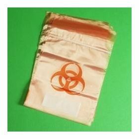 Sachet de spécimens 150 mm x 230 mm rouge + logo biohazard