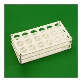 Portoir PP blanc pour 3x6 tubes D30mm H64mm