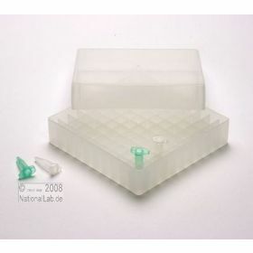 Cryoboîte PP Eppi37 - 130x130mm H35mm - pour 10x10 tubes jusque ø11mm - naturel