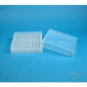 Cryoboîte PP Eppi37 130x130mm H35mm pour10x10 microtubes 0.5ml jusque ø 8.5mm -  naturel