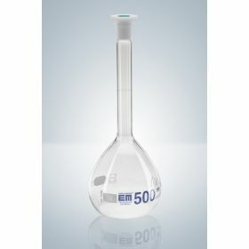 Fiole jaugée Hirschmann 2000ml NS29/32 + bouchon PP + bleu gradué - classe A
