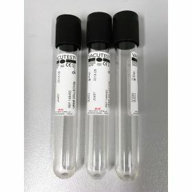 Tube urine fond rond 9ml bouchon noir, sous vide