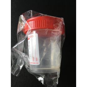 Conteneur à urine 60ml PP cape à vis rouge, stérile/1