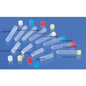 Tube fond plat PP 16x57mm bleu bouchon à vis
