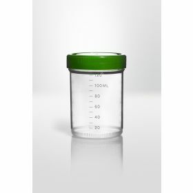 Conteneur 125ml - PP - stérile - cape à vis verte