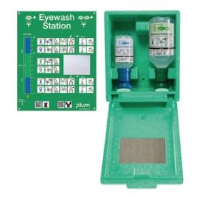 Poste de lavage des yeux avec 2 flacons (200/500ml) de lavage des yeux