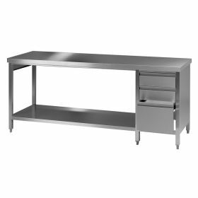 Table Labo en acier inoxydable avec tiroirs (R) L150xD75XH90cm