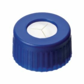 Bouchon à vis PP, bleu, silicone blanc/PTFE rouge