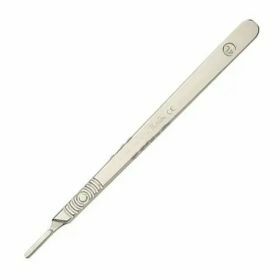 Manche en inox long Swann-Morton n° 4 L pour lames