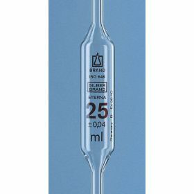 Pipettes jaugées Silberbrand ETERNA, classe B, 1 trait, impression brune