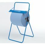 Distributeur sur pied en métal bleu pour grands rouleaux